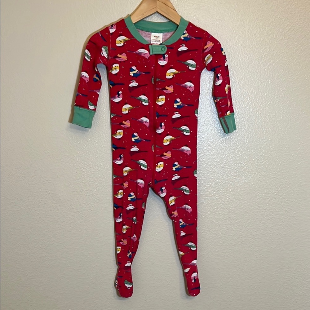Hanna Andersson Red Bird Holiday Organic Cotton Footed Pajamas